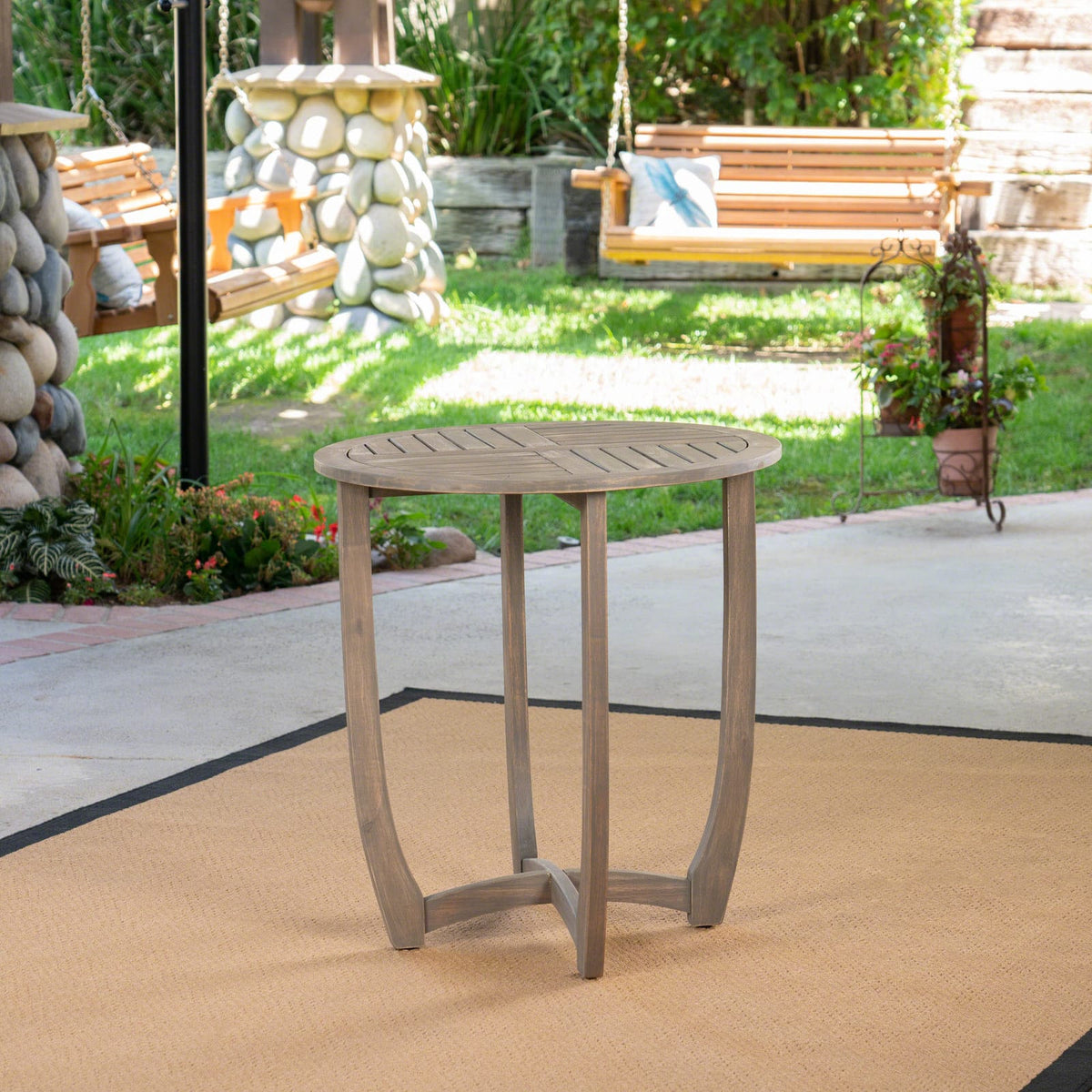 Grey Acacia Wood Bistro Table - 27.5" Outdoor Table