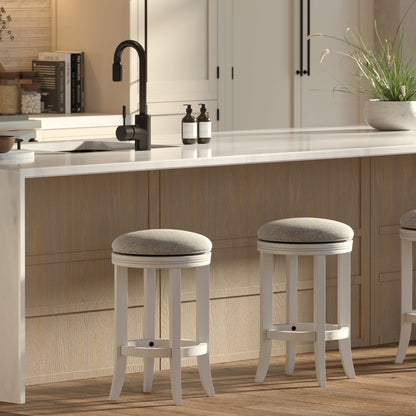 White Counter Height Barstool - Comfortable Swivel Seat