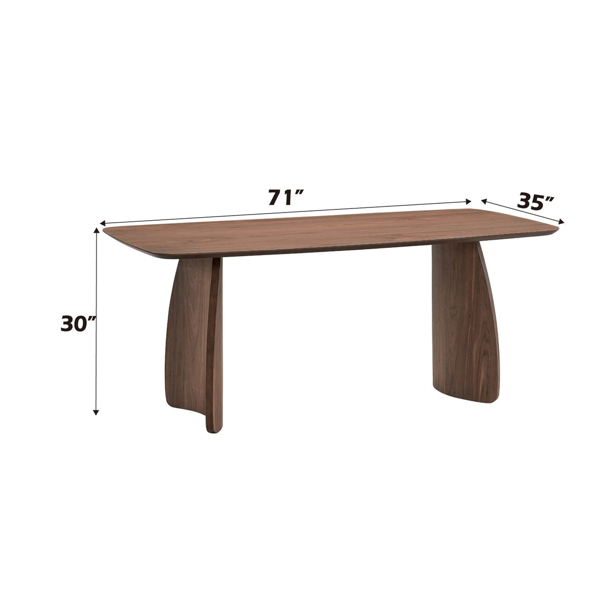 Walnut Finish Dining Table - 71" Rectangular Table