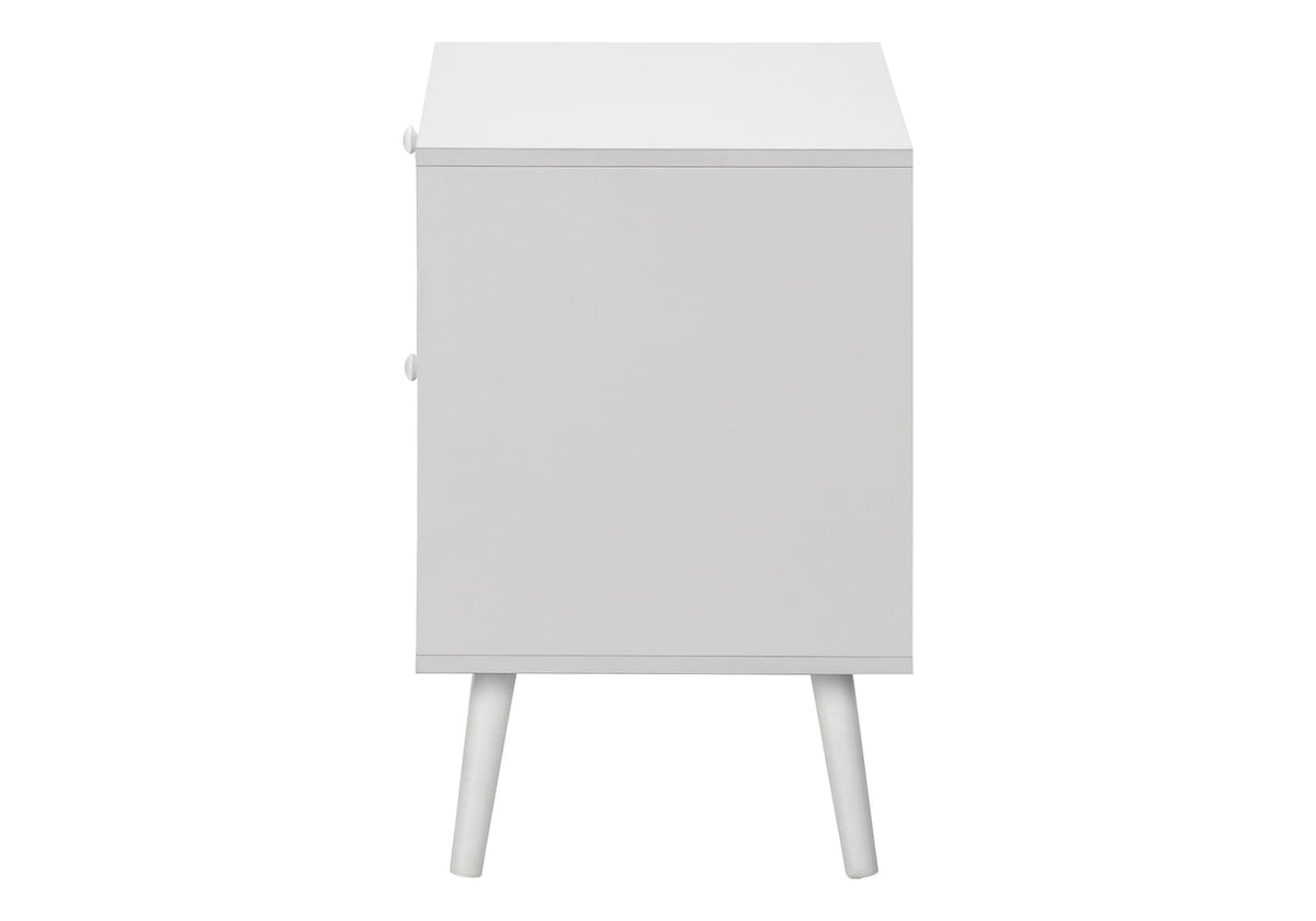 White Accent Table with Storage Drawers - Nightstand or End Table for Living Room