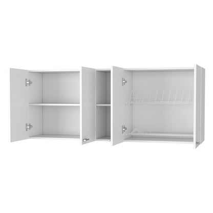 Modern White Kitchen Cabinet with Storage and Dish Rack