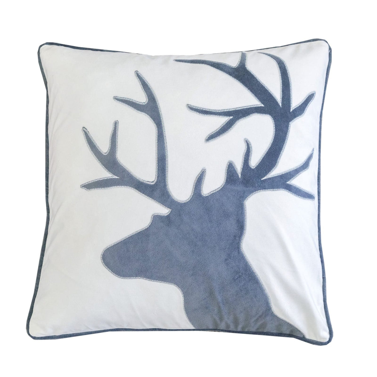 Holiday Reindeer Velvet Accent Pillow - White & Gray (20x20)
