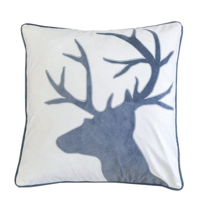 Holiday Reindeer Velvet Accent Pillow - White & Gray (20x20)