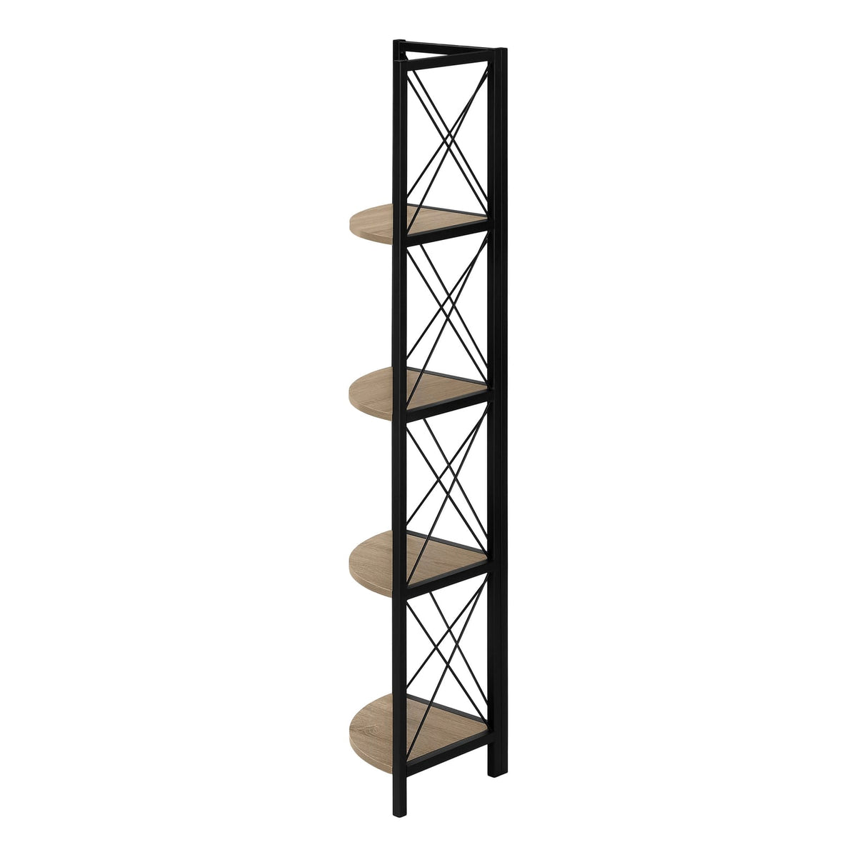 4 Tier Taupe Metal Etagere Bookshelf - Corner Display Shelf