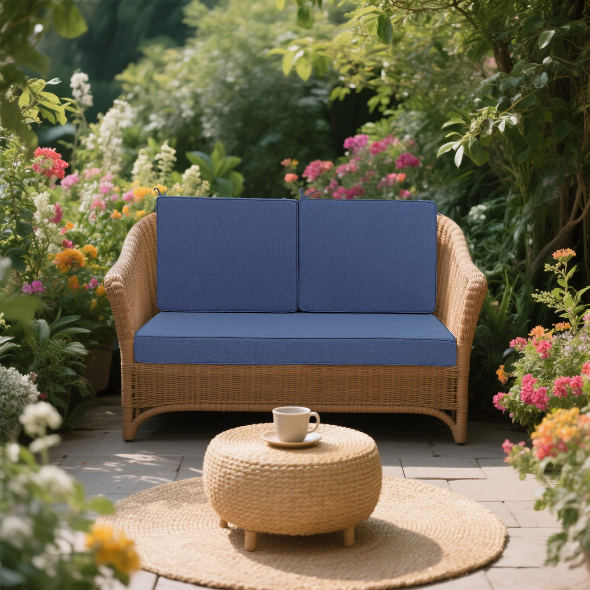 Navy Blue Outdoor Garden Seat Cushions for Patio Lounge Chairs