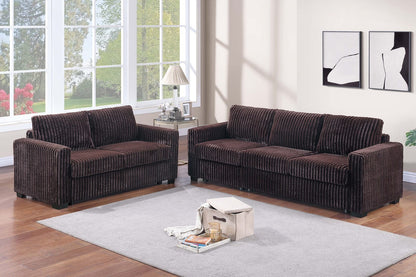 Coffee Corduroy 5 Seat Sofa Set Loveseat for Living Room