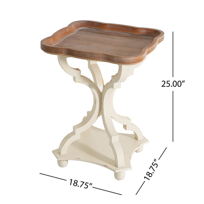 Accent Table - Natural White MDF Hourglass Design
