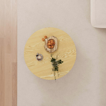 Natural Wood Circular Coffee Table - 29.5" Storage Table