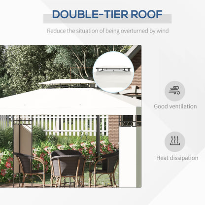 Cream White Steel Outdoor Gazebo for Garden Patio Shade