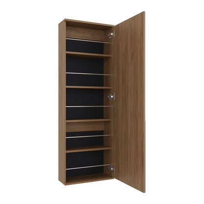 Beige Wall Mounted Shoe Rack Mirror - Bedroom Storage