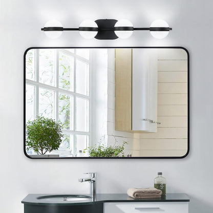 Black Iron Bathroom Vanity Light - 4-Light LED Wall Sconce