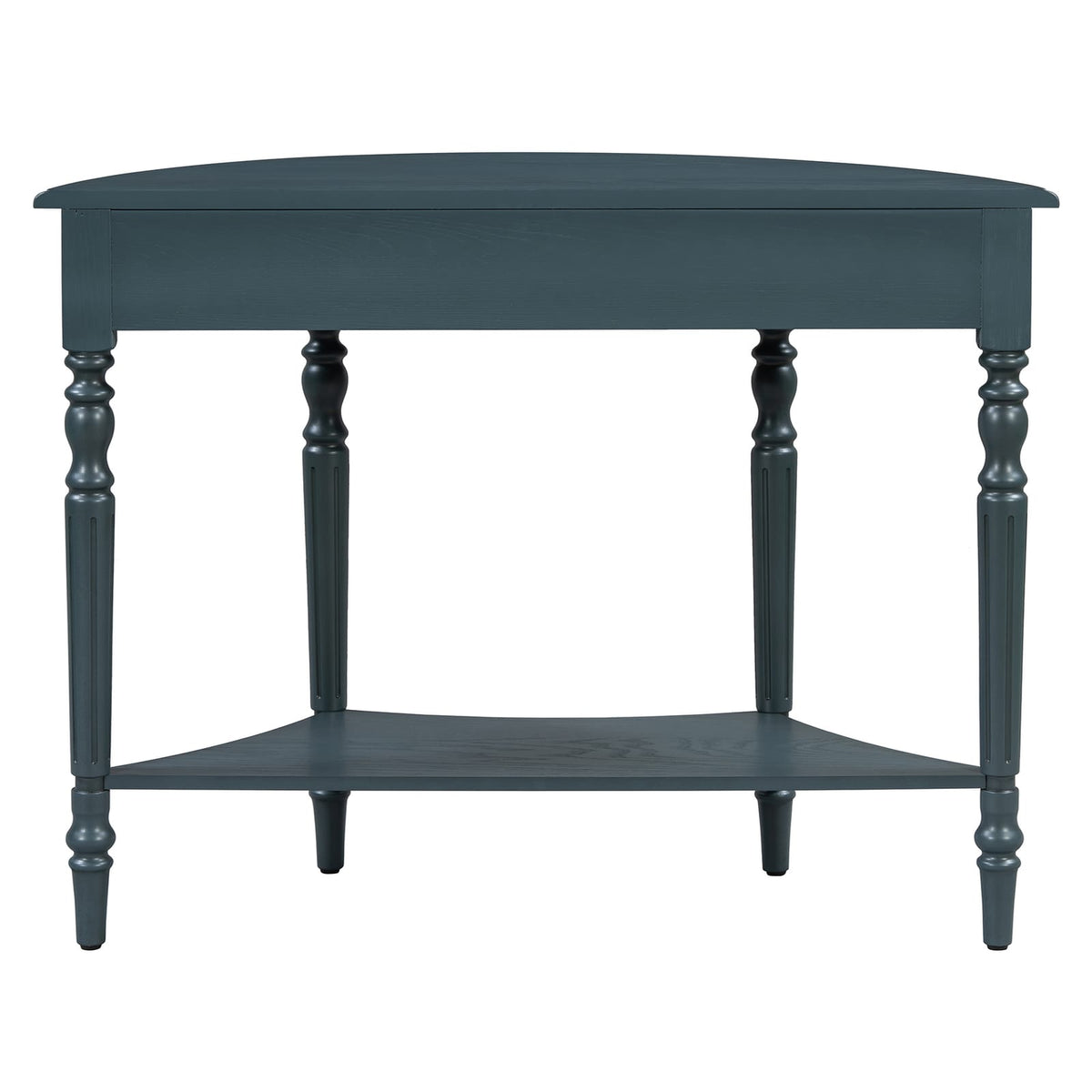 Navy Solid Wood Half Moon Console Table - Entryway Storage