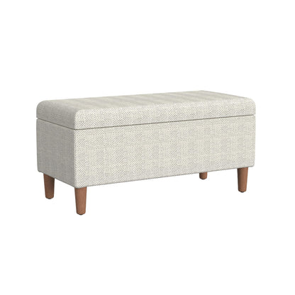 Zia Accent Storage Bench - Cream Chevron Fabric, 36 Inch