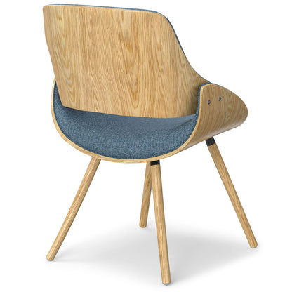 Blue Denim Wood Dining Chair - Mid Century Style