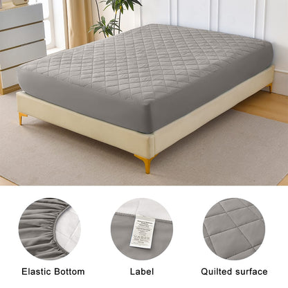 King Size Gray Polyester Mattress Protector Waterproof