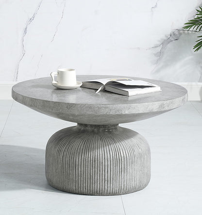 Weathered Grey Coffee Table - Round Top, Pedestal Base