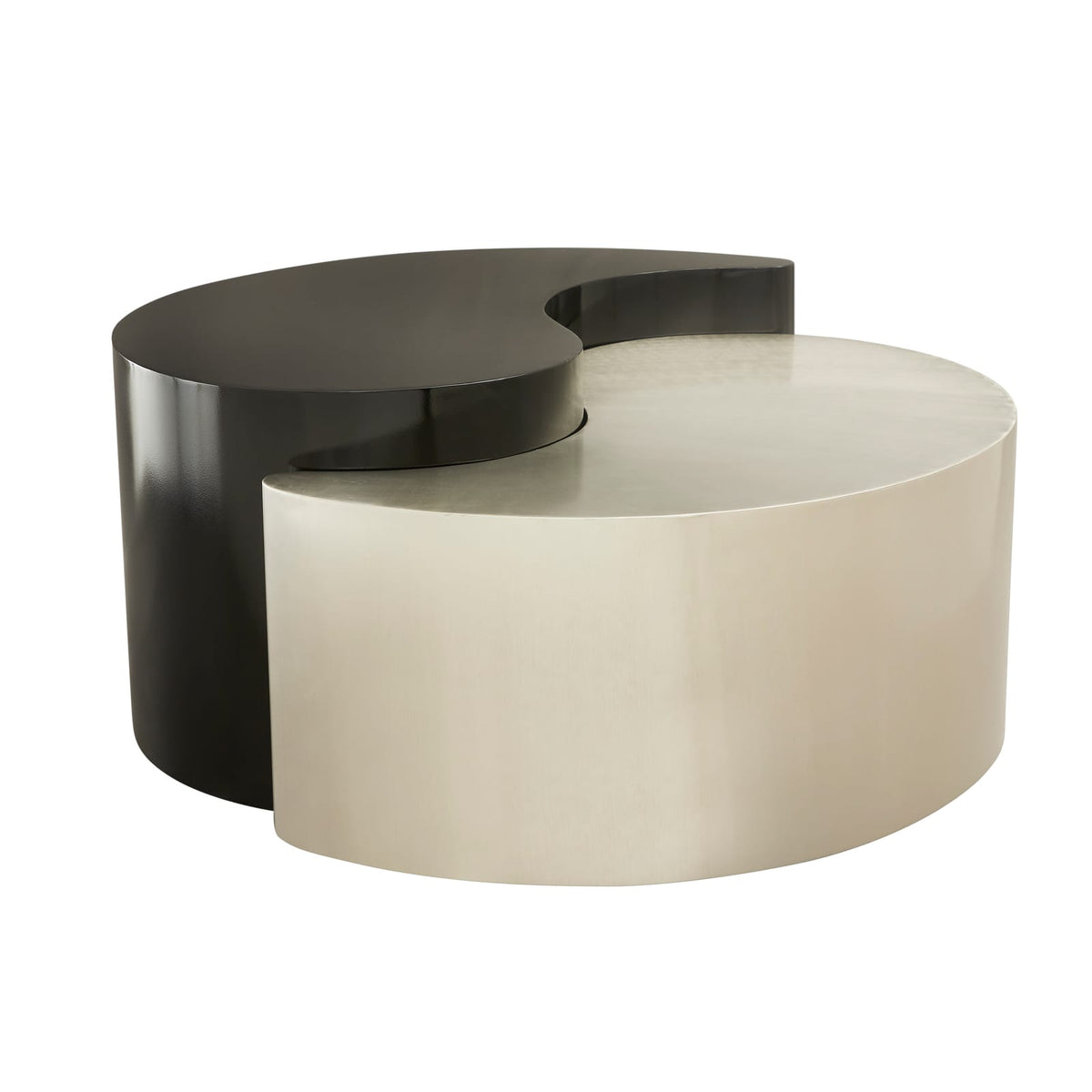 YING YANG Modern Coffee Table - Black & Silver Iron Sheet
