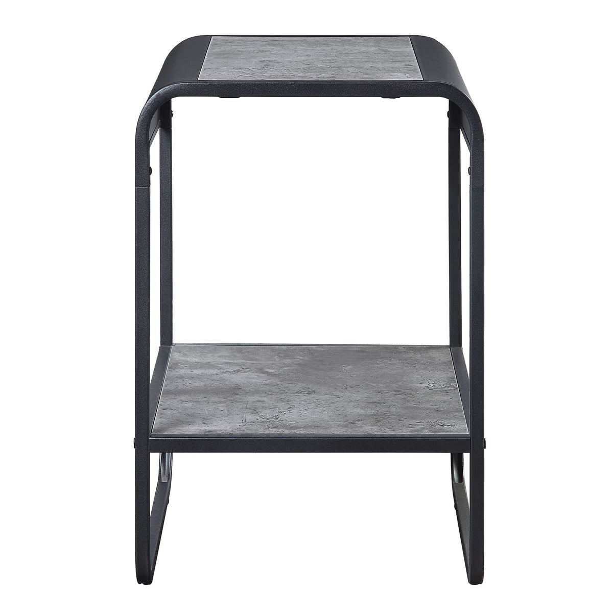 Concrete Grey and Black 1-Shelf End Table - Storage & Modern Style for Living Room