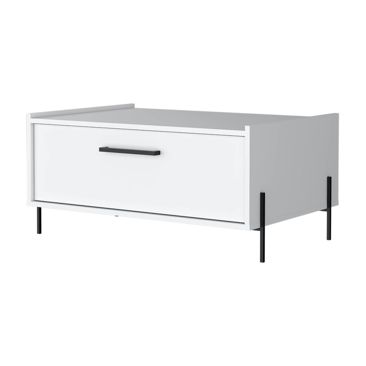 White Rectangular Coffee Table with Storage