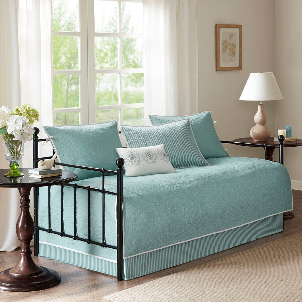 Twin Size Blue Cotton Daybed Cover Set