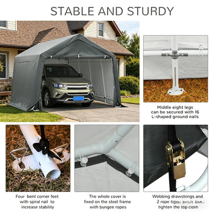 19'x11.8' Gray Metal Carport - Outdoor Storage Tent