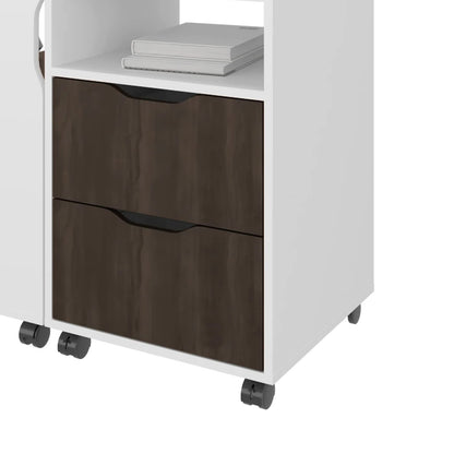 White & Walnut 2-Drawer Extendable Desk - Home Office Storage