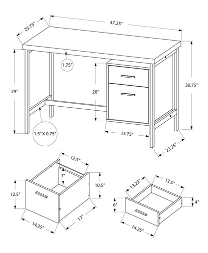 Taupe Computer Desk with Storage Drawers - 48" L Workstation for Home Office
