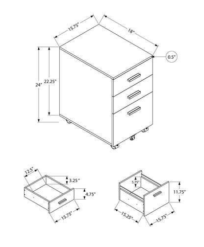 Black Rolling File Cabinet - Printer Stand Storage