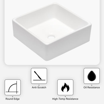Modern White Ceramic Square Vessel Sink for Bathroom Renovation