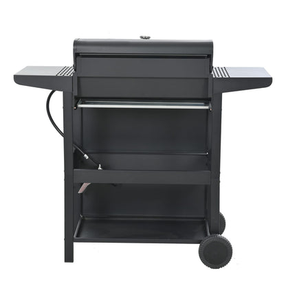 Black Iron 4 Burner Propane Grill for Garden and Patio Cooking