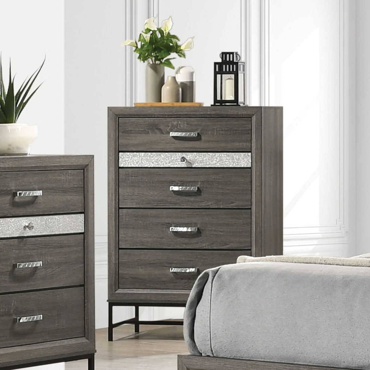 Contemporary Gray 4-Drawer Chest - Bedroom Storage