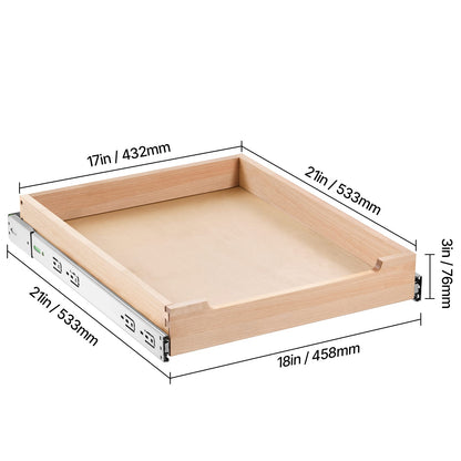Pull Out Cabinet Organizer - Wood Soft Close Slide Shelf Drawer 17"
