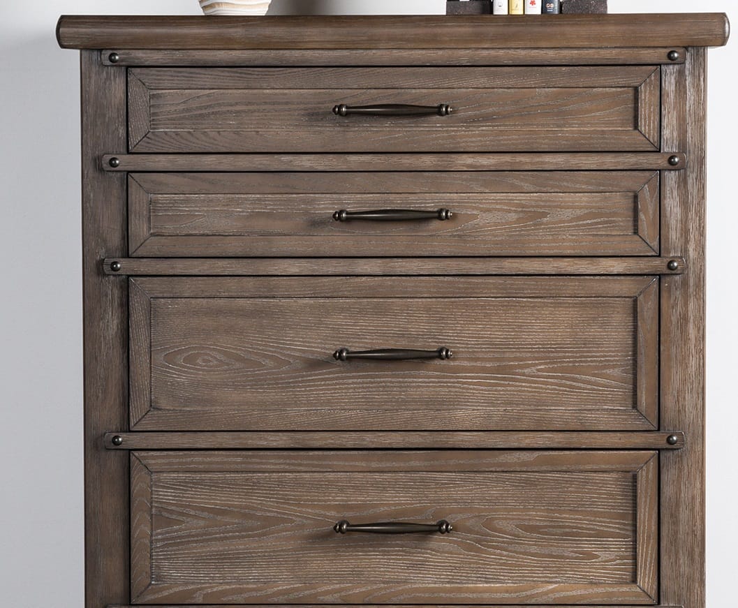 Brown Solid Wood 5-Drawer Chest Bedroom Dresser