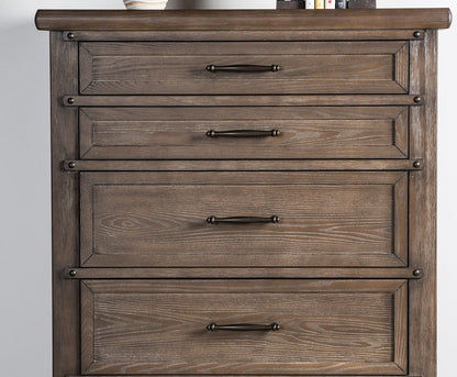 Brown Solid Wood 5-Drawer Chest Bedroom Dresser