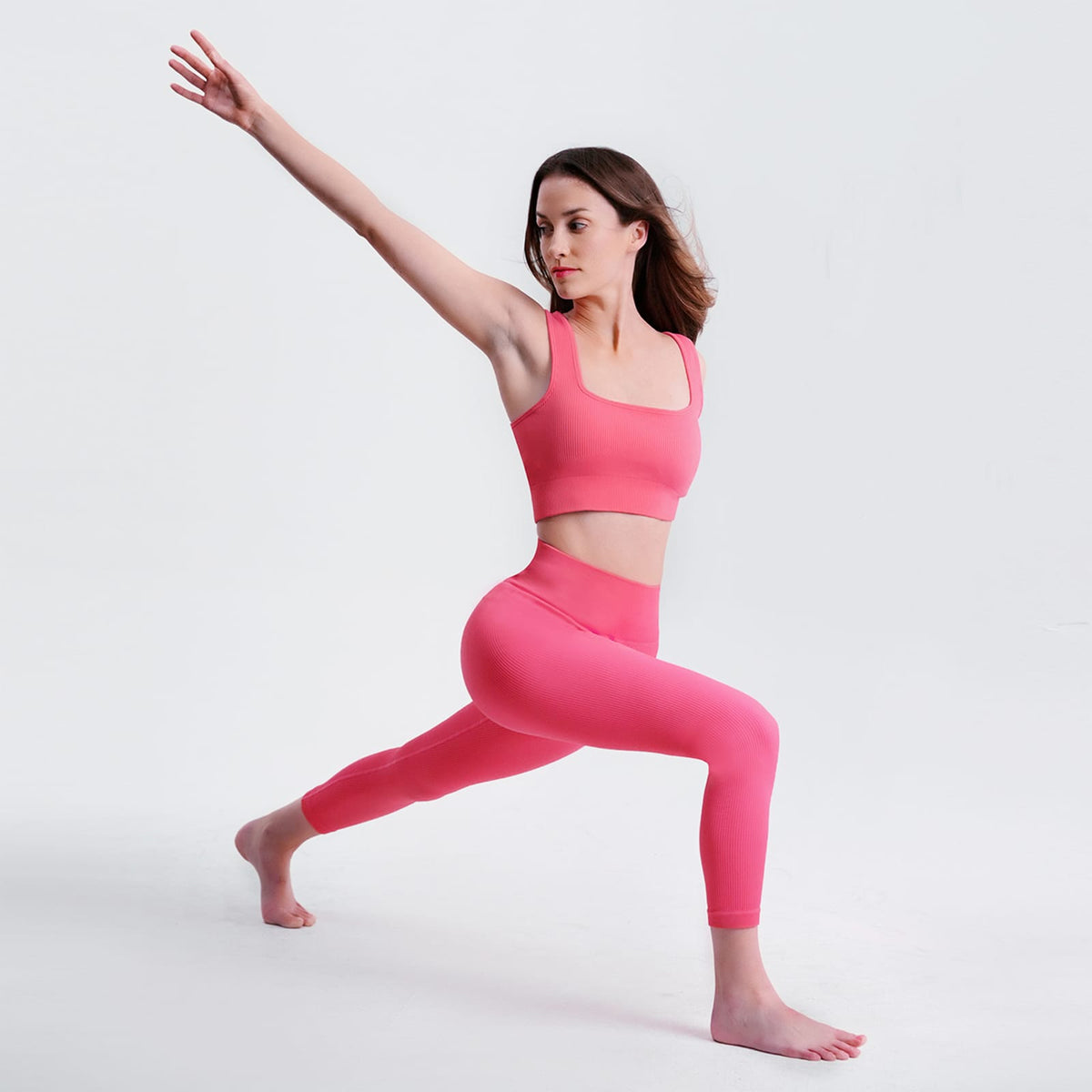 Pink Nylon Mesh Sports Bra for Yoga and Workout Support