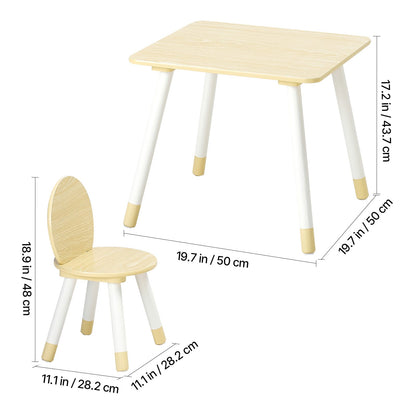 Wood Toddler Table and 2 Chairs Set - Kids Dining Set