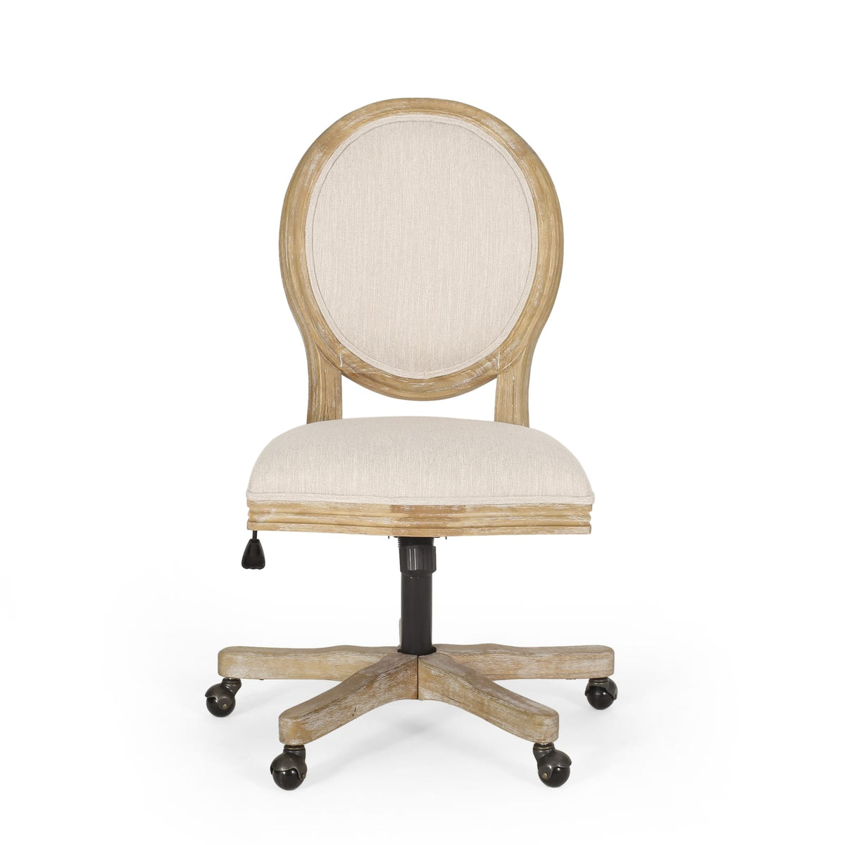 Beige Fabric Swivel Lift Office Chair - French Country Style