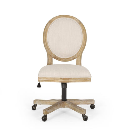 Beige Fabric Swivel Lift Office Chair - French Country Style
