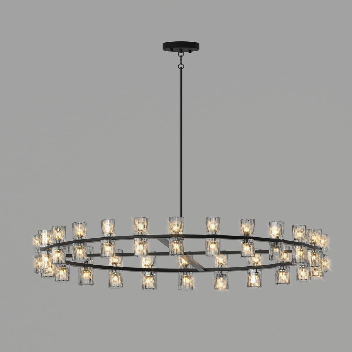48 Inch Black Iron Crystal Chandelier - Modern Lighting