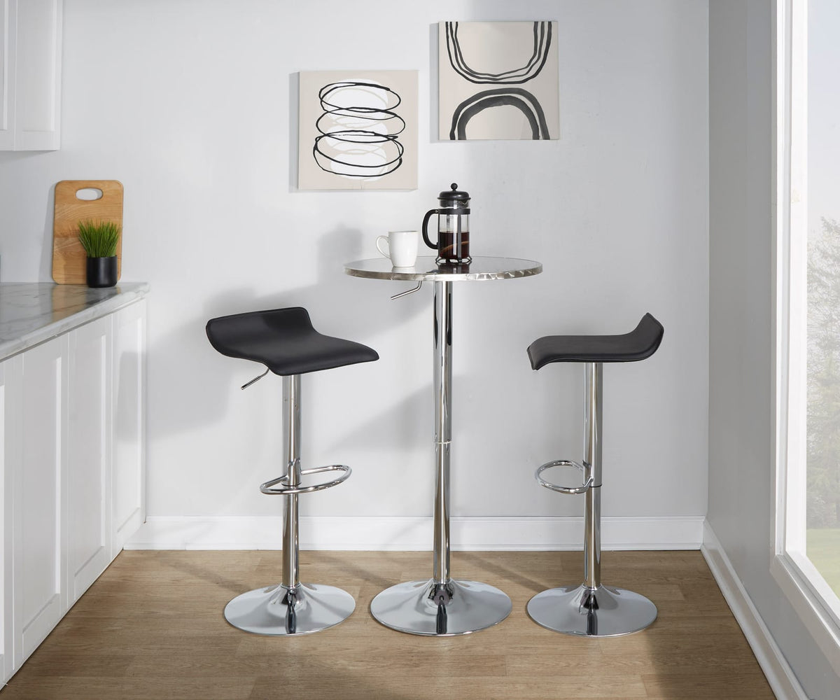 Adjustable Silver Metal Bar Table for Kitchen Storage & Dining Rooms