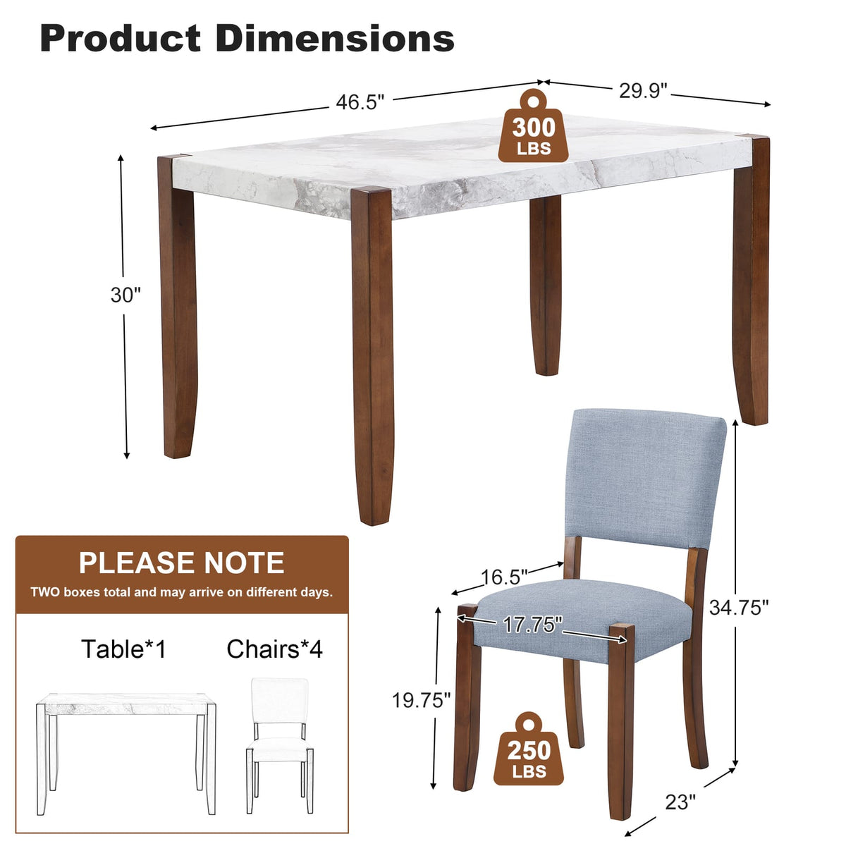 Gray & White Dining Table Set - Seats 4 for Dining Room