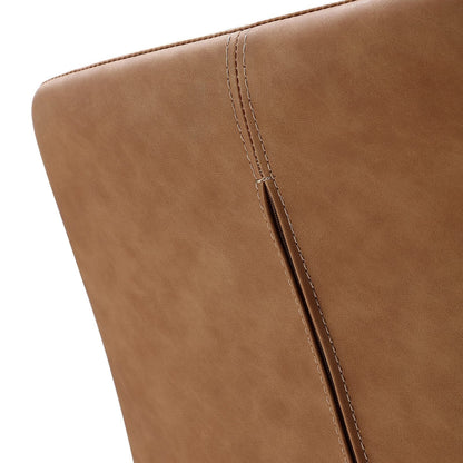 Modern Brown Faux Leather Dining Chairs - Set of 2