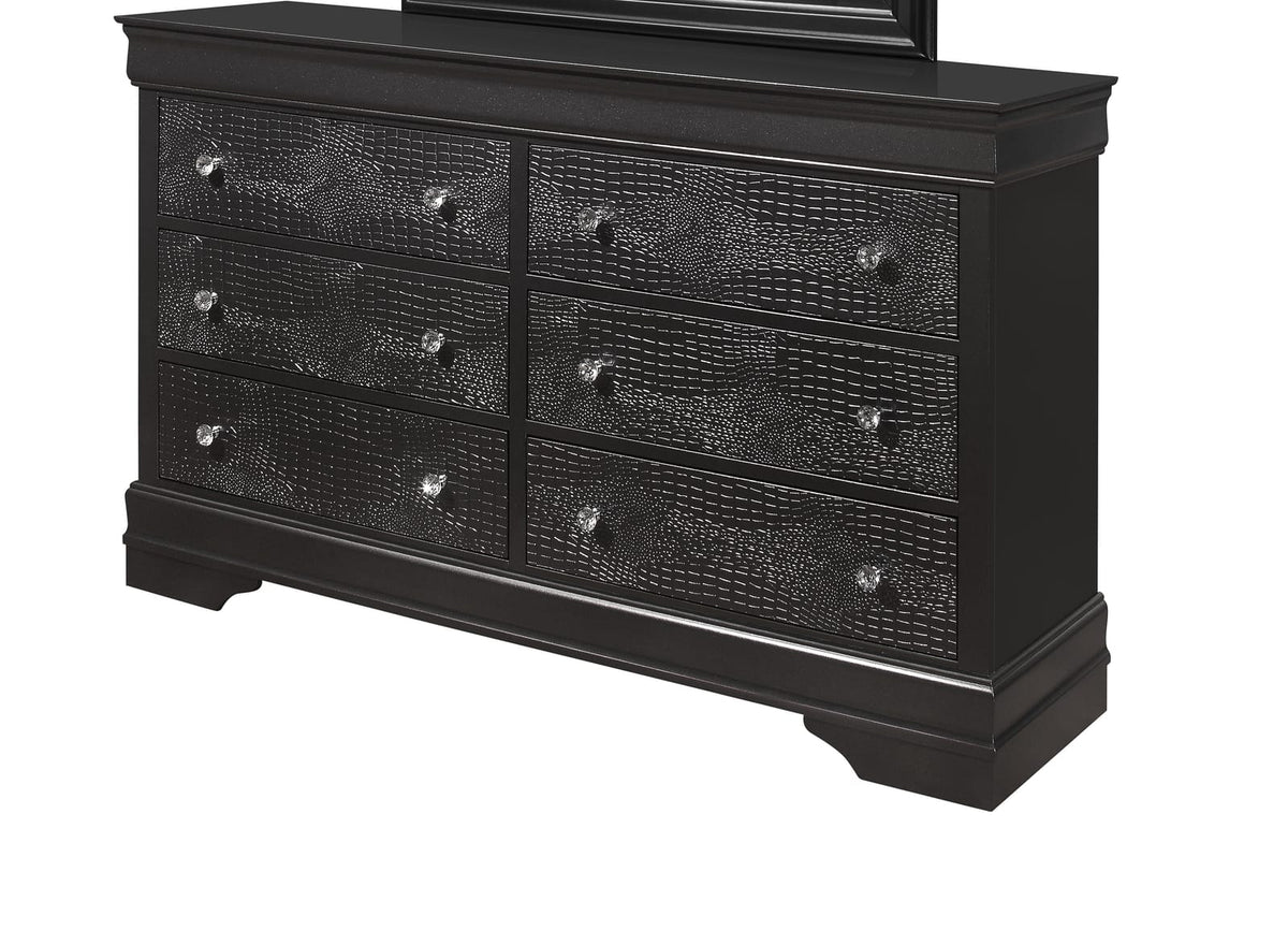 Grey Metallic Wood Dresser - 58.19" Wide Bedroom Storage