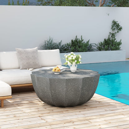 35.43" Modern Outdoor Waterproof Cement Coffee Table - Grey