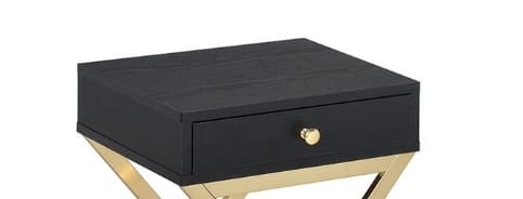 Black Metal Accent Table with Drawer for Bedroom Storage for Living Room