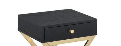 Black Metal Accent Table with Drawer for Bedroom Storage for Living Room