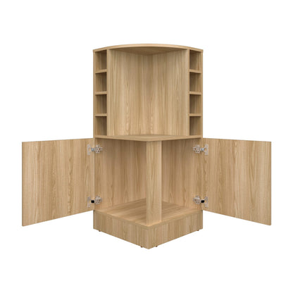 Bar Cabinet with 2 Doors & Wine Storage - Natural Wood for Living Room
