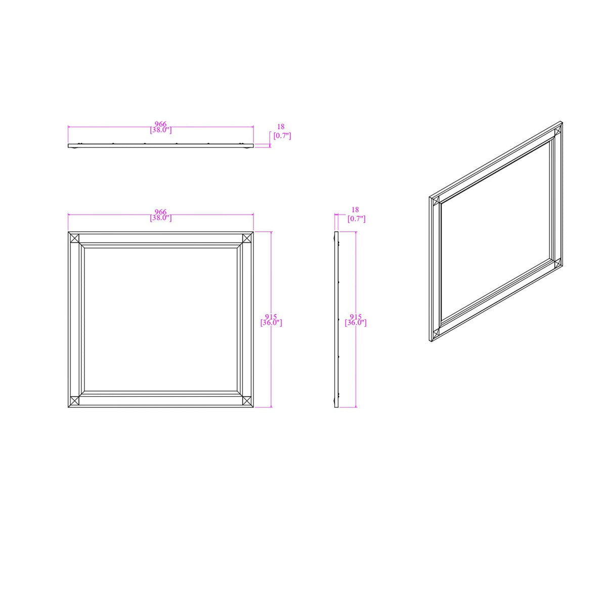 Soulmarie White Mirror - Modern Vanity & Dresser Mirror