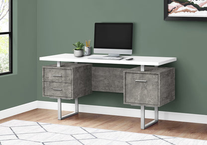 Computer Desk, 60" White Home Office Desk with Storage Drawers - Left/Right Set-up