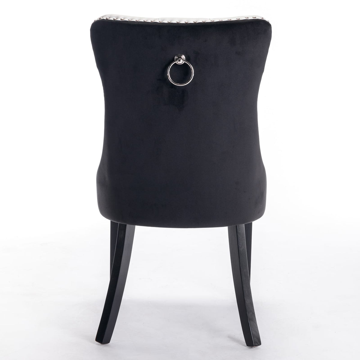 A&A Furniture Nikki Collection Dining Chairs - White+Black PU Leather Set of 2